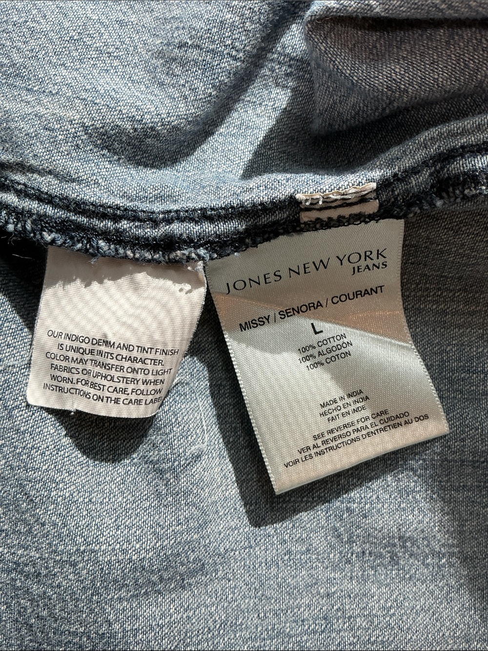 Jones New York Blue Denim Snap Front Shirt - Picture 7 of 8